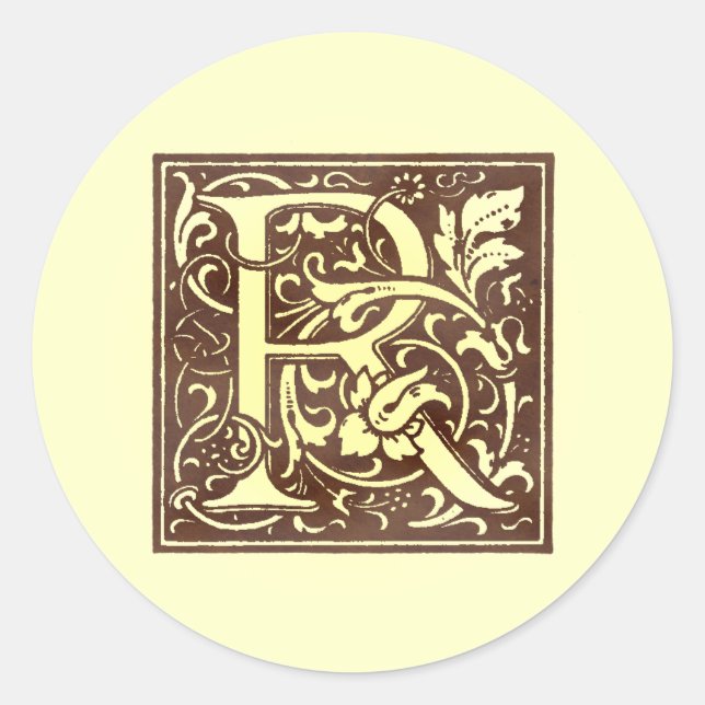Sticker Rond Monogramme vintage R (Devant)