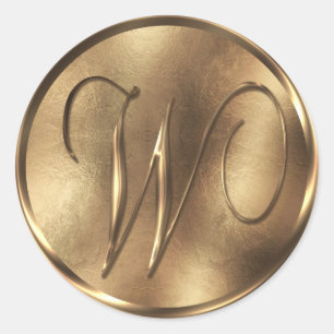 Sticker Rond Monogramme W Bronze Faire-part de mariage