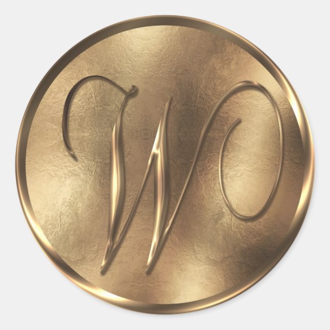 Sticker Rond Monogramme W Bronze Faire-part de mariage (Devant)