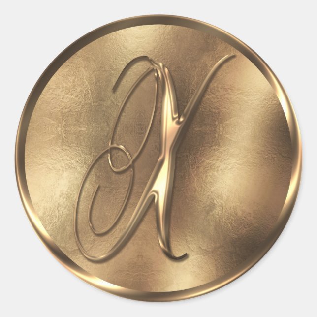 Sticker Rond Monogramme X Faire-part de mariage de bronze (Devant)