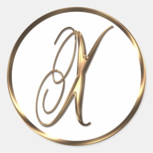 Sticker Rond Monogramme X Faux Bronze