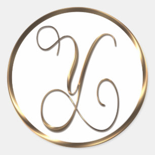 Sticker Rond Monogramme Y Faux Bronze