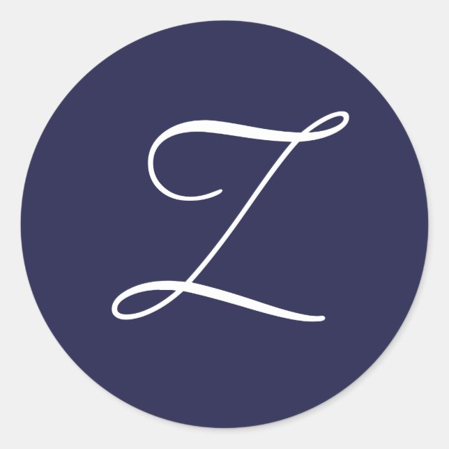 Sticker Rond Monogramme Z, blanc sur bleu marine, (Devant)