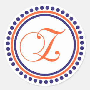 Sticker Rond Monogramme Z (bleu / cercle de points orange)