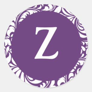 Sticker Rond Monogramme Z Couleur Plum Thème Mariage Monogramme