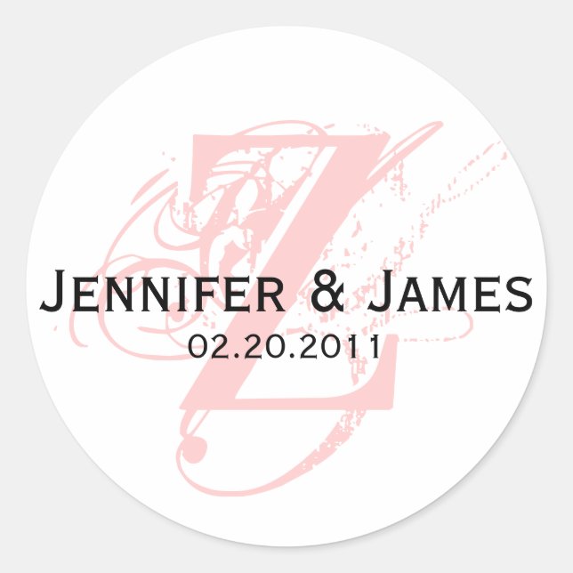 Sticker Rond Monogramme Z Enregistrer l'autocollant Mariage de  (Devant)