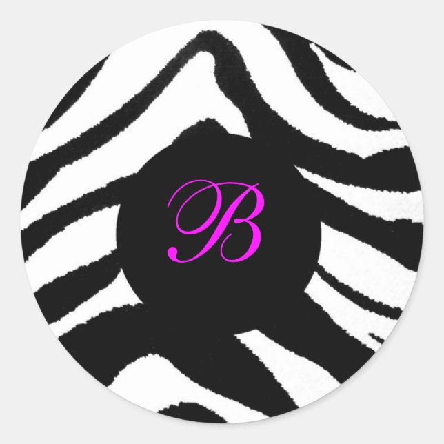 Sticker Rond monogramme zèbre, B (Devant)