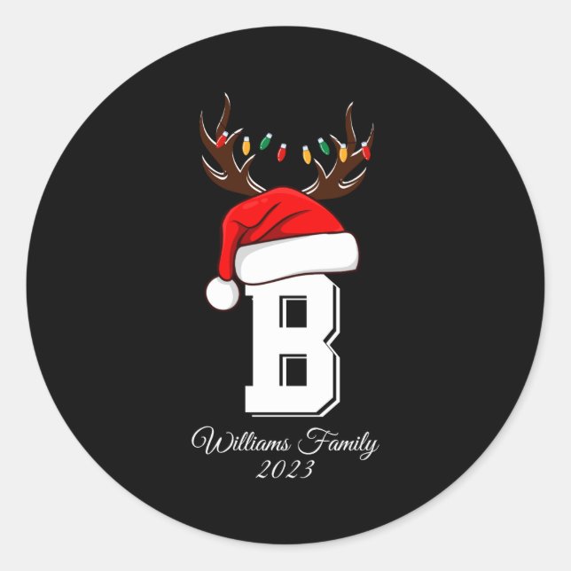 Sticker Rond Monogrammed Family Christmas Matching Outfits  (Devant)