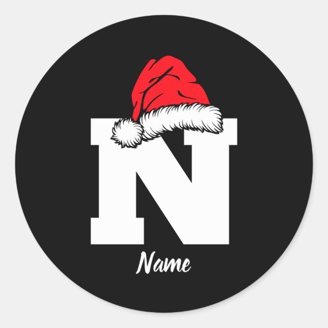 Sticker Rond Monogrammed Family Christmas With Name  (Devant)