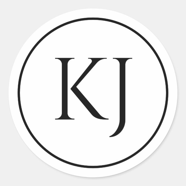 Sticker Rond Monogrammes Couple Nom Lettres Initiales Noir Blan (Devant)