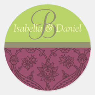 Sticker Rond Monogrammes De Vin De Mariée Et De Pièce Pour Enve