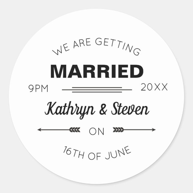Sticker Rond Monogrammes mariages. Comment Se Marier Typographi (Devant)