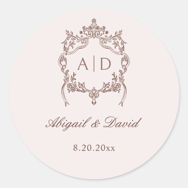 Sticker Rond Monogrammes Mariages Vintages classiques (Devant)