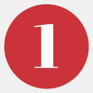 Sticker Rond Monographie d'âge de numéro blanc rouge moderne