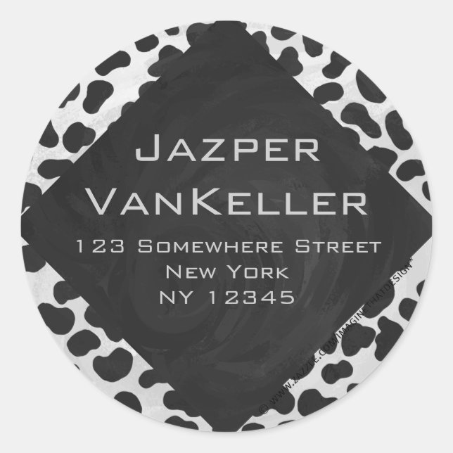 Sticker Rond Monographie dalmate noir et blanc (Devant)