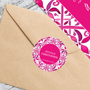 Sticker Rond Monographie de mariage de talavera rose espagnol i