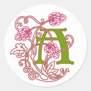 Sticker Rond Monographie florale Art nouveau A