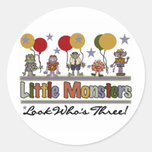 Sticker Rond Monster 3ème anniversaire Tshirts et cadeaux
