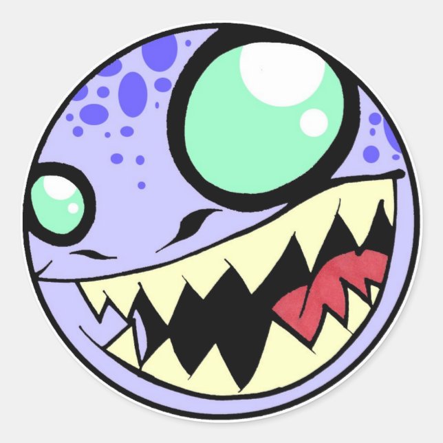 Sticker Rond Monster bleu (Devant)