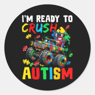 Sticker Rond Monster Camion Prêt À Écraser Austim Chemise Autis