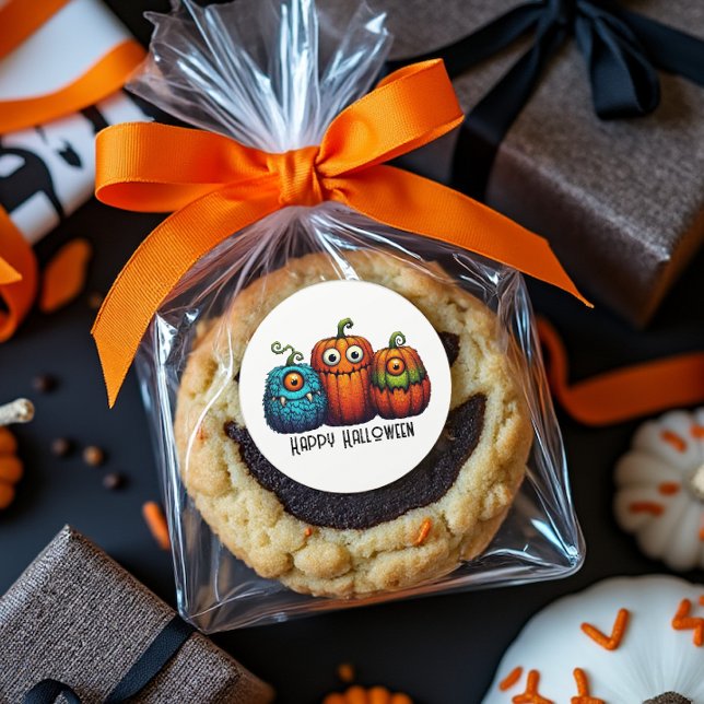 Sticker Rond Monster Citrouilles (Yummy!)