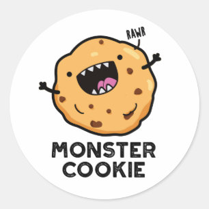 Sticker Rond Monster Cookie Funky Food Pun