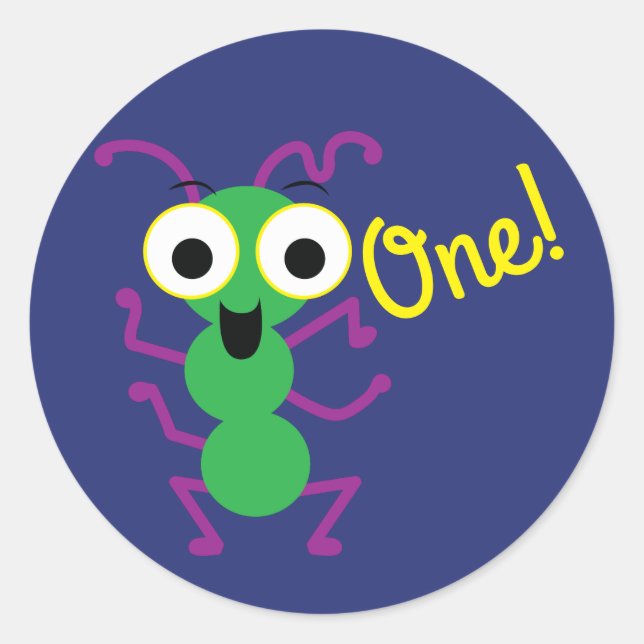 Sticker Rond Monster Cute Funny Anniversaire de enfant Party Th (Devant)