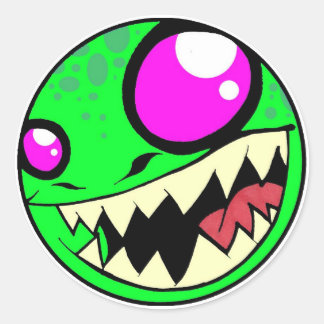 Sticker Rond Monster Green