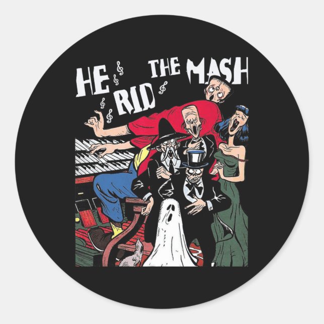 Sticker Rond Monster Mash Halloween Ghoul Ghost (Devant)