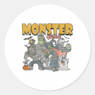 Sticker Rond Monster Mash Vintage Fantôme Halloween drôle