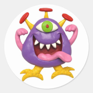 Sticker Rond Monster Party