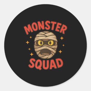 Sticker Rond Monster Squad Mummy Face Simple Halloween Cos