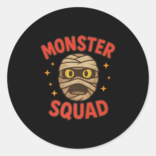 Sticker Rond Monster Squad Mummy Face Simple Halloween Cos (Devant)