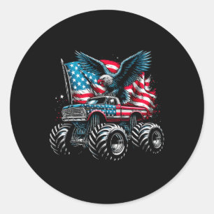 Sticker Rond Monster Truck Aigle Royal 4 Juillet Garçons Améric
