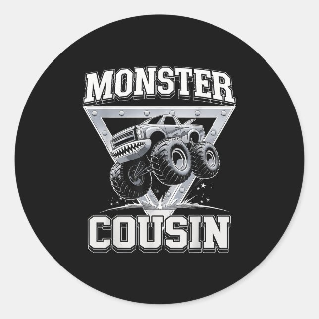 Sticker Rond Monster Truck Cousin Fathers Day Monster Truck Are (Devant)