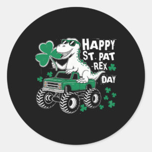 Sticker Rond Monster Truck St Patricks Day Dinosaure St Pat heu