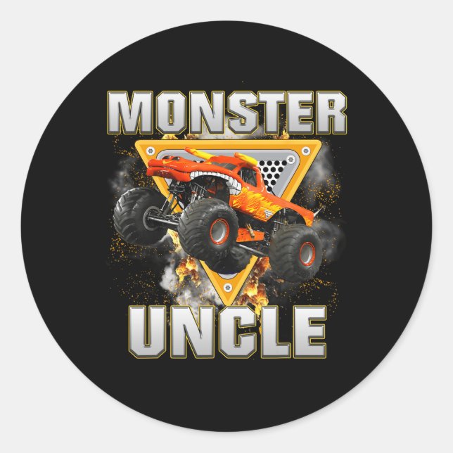 Sticker Rond Monster Truck Uncle Monster Truck are My Jam Truck (Devant)