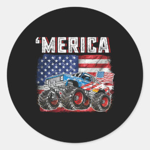 Sticker Rond Monster Truck Usa Drapeau Merica Hommes garçons 4 