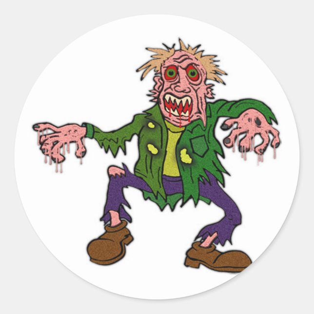 Sticker Rond Monster vert Zombie Halloween (Devant)