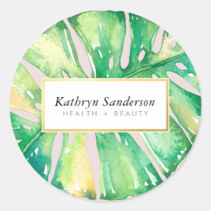 Sticker Rond MONSTERA LEAF éco-florale illustration stylée