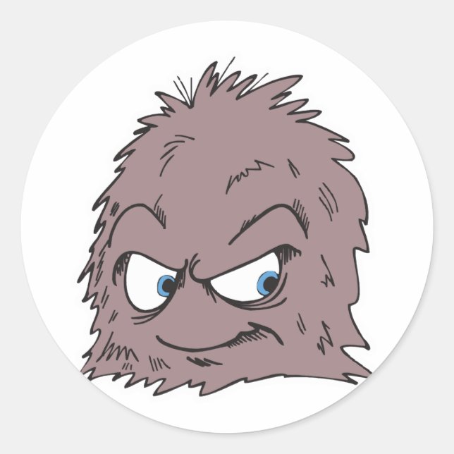 Sticker Rond monstre brun velu (Devant)