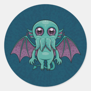 Sticker Rond Monstre Cthulhu, bébé mûr