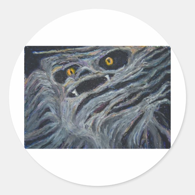 Sticker Rond Monstre dans le bois (Devant)