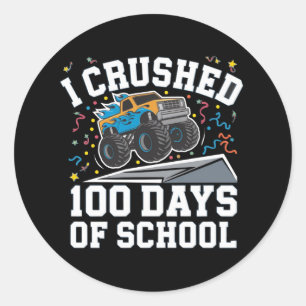 Sticker Rond Monstre de camion 100 jours d'école 100e jour d'éc