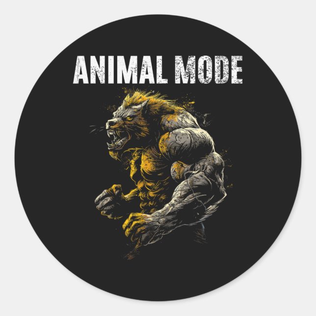 Sticker Rond Monstre De Construction De Bodybuilding (Devant)