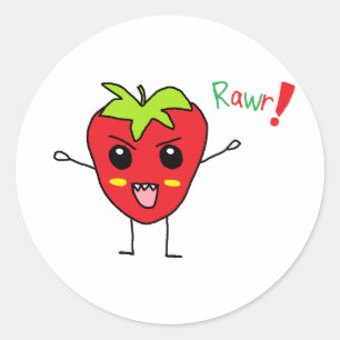 Sticker Rond Monstre de fraise