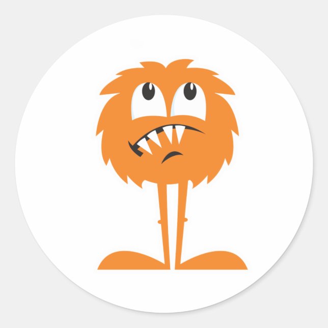 Sticker Rond monstre de fureur orange (Devant)