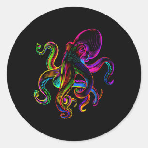 Sticker Rond Monstre de la mer de pieuvre Cracens Jellyfish