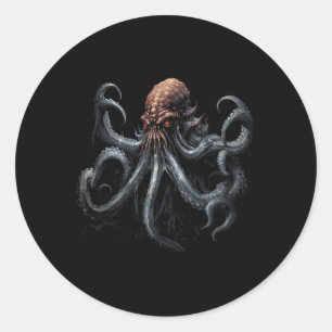 Sticker Rond Monstre de la mer d'Octopus Cracens merveilleux