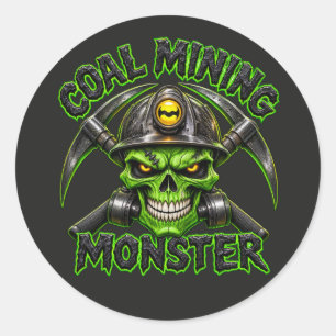 STICKER ROND MONSTRE DES MINES DE CHARBON